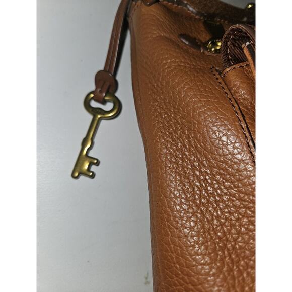 Fossil Kinley Medium Brown Pebbled Leather Crossbody Purse Bag 12x9x2 - Picture 4 of 13